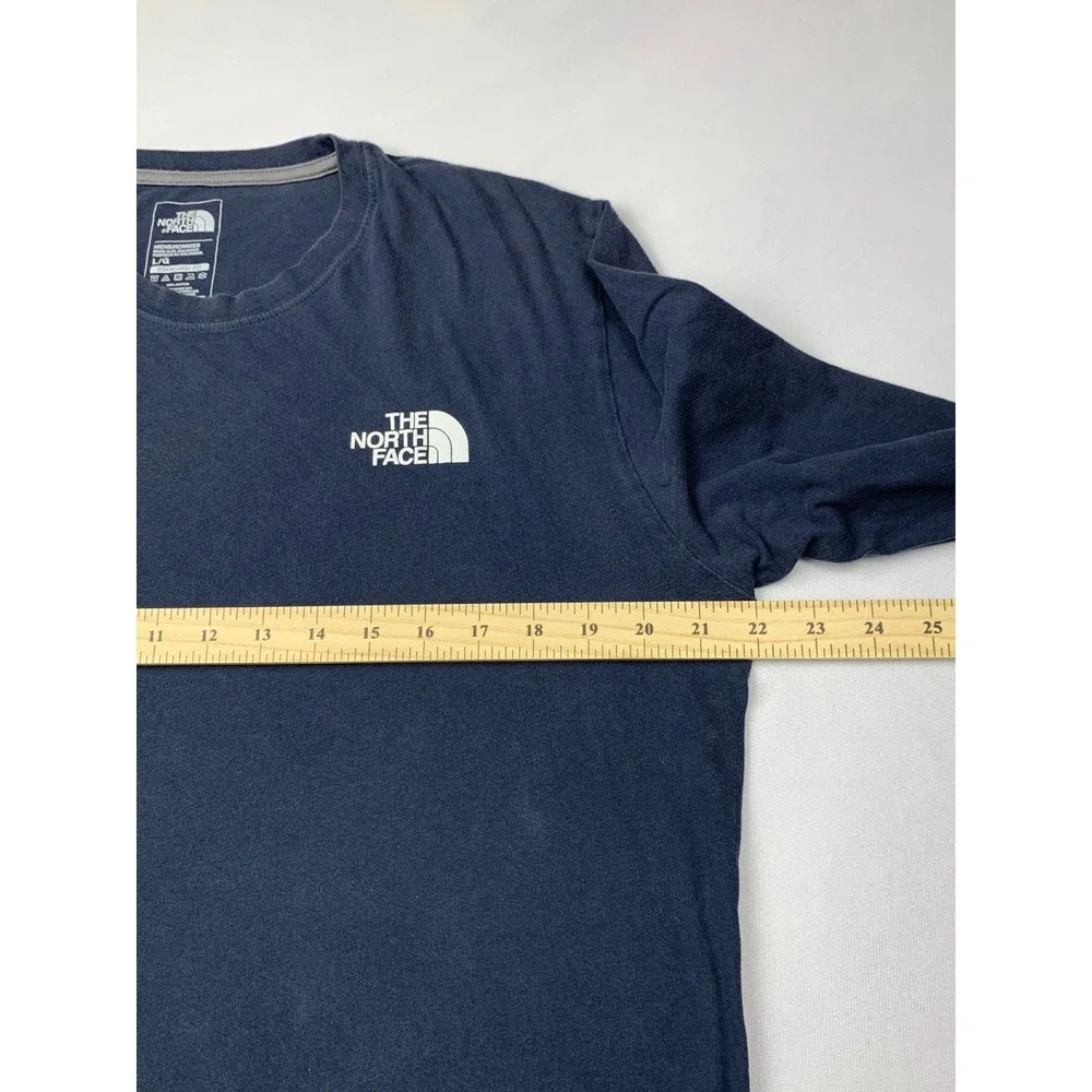 The North Face Shirt Mens Large Blue Sleeve‎ Graphic Logo Cotton Long Sleeve Tee